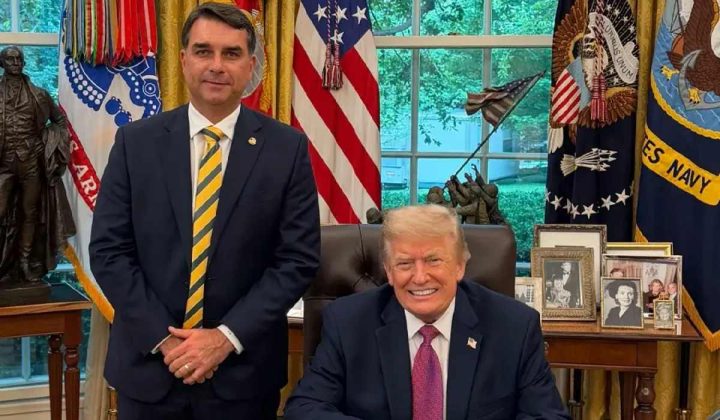 Fl&aacute;vio Bolsonaro e Donald Trump