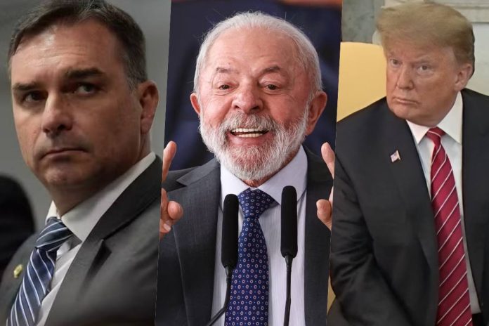 Flávio Bolsonaro, Lula e Donald Trump Flávio Bolsonaro, Lula e Donald Trump