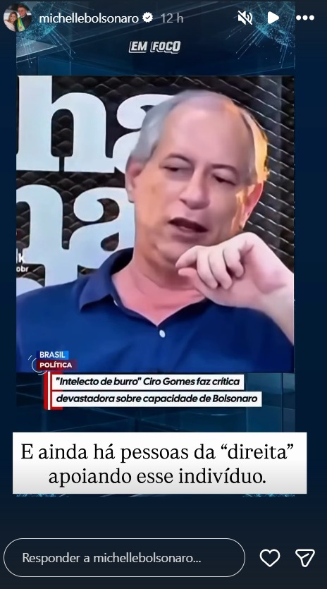 Stories Michelle Bolsonaro, Ciro Gomes