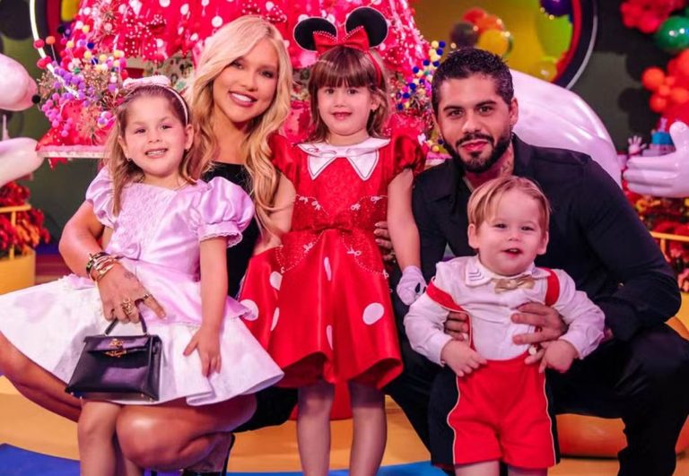 Virginia e Zé Felipe surgem juntos na festa de 5 anos de Maria Alice