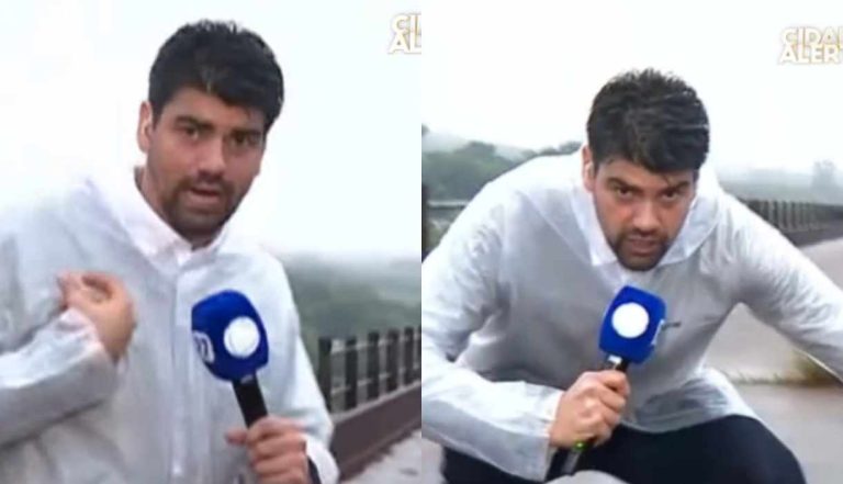 VÍDEO: Repórter do Cidade Alerta escorrega durante cobertura e detalhes vem à tona