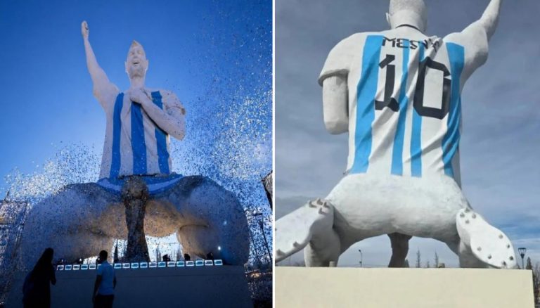 Messi é homenageado com estátua gigante e detalhe chama a atenção