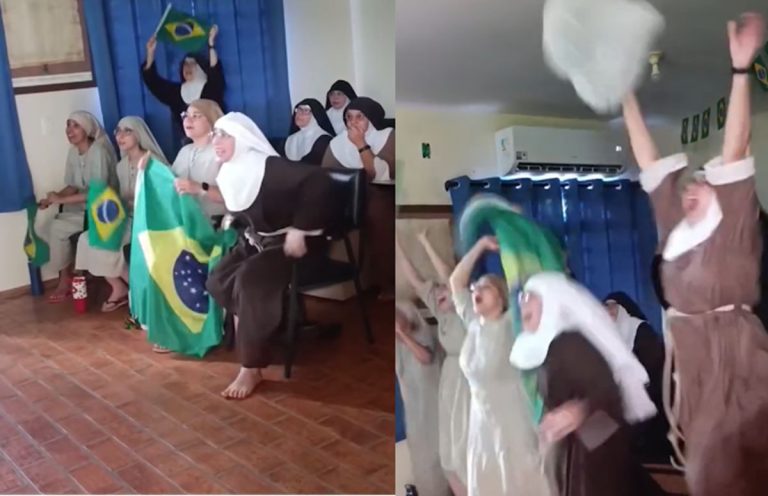 Reação de freiras surtando com virada do Brasil viraliza na web