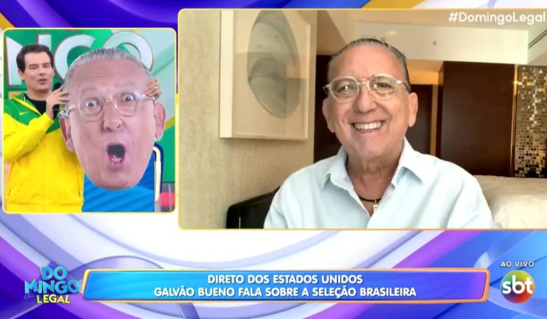 Galvão Bueno celebra parceria com o SBT e solta verdade ao vivo no Domingo Legal