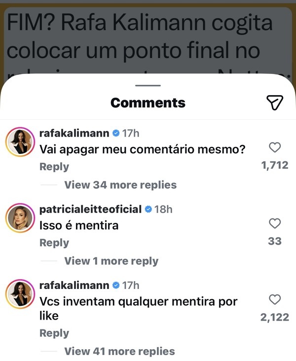 Comentários Rafa Kalimann
