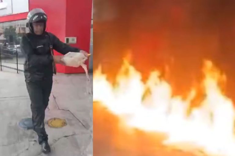 Rio de Janeiro: motociclista surta após abastecer com gasolina e bota fogo em posto