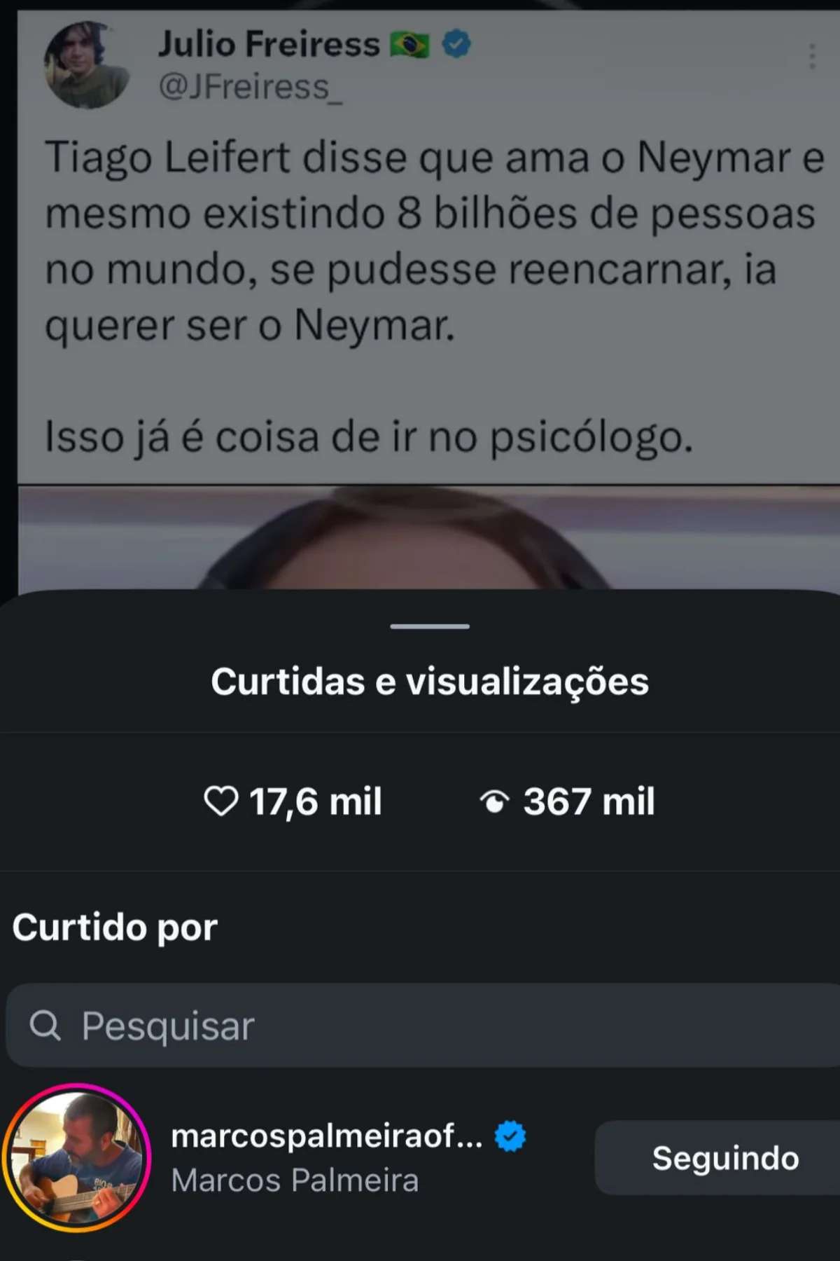 Like de Marcos Palmeira sobre Tiago Leifert Like de Marcos Palmeira sobre Tiago Leifert