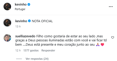 post mae mc kevinho Post da Mãe do MC Kevinho (Reprodução: Instagram)
