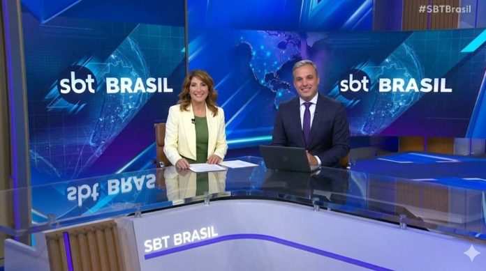 Simone Queiroz e Leandro Stoliar no SBT Brasil Simone Queiroz e Leandro Stoliar no SBT Brasil