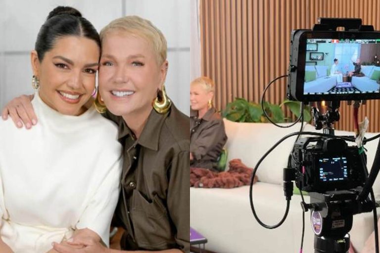 Xuxa mostra bastidores de entrevista à Thais Fersoza