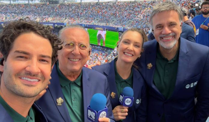 Alexandre Pato, Galvão Bueno, Nadine e Mauro Beting Alexandre Pato, Galvão Bueno, Nadine e Mauro Beting