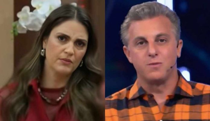  Chris Flores e Luciano Huck (Reprodução: Band / Globo)