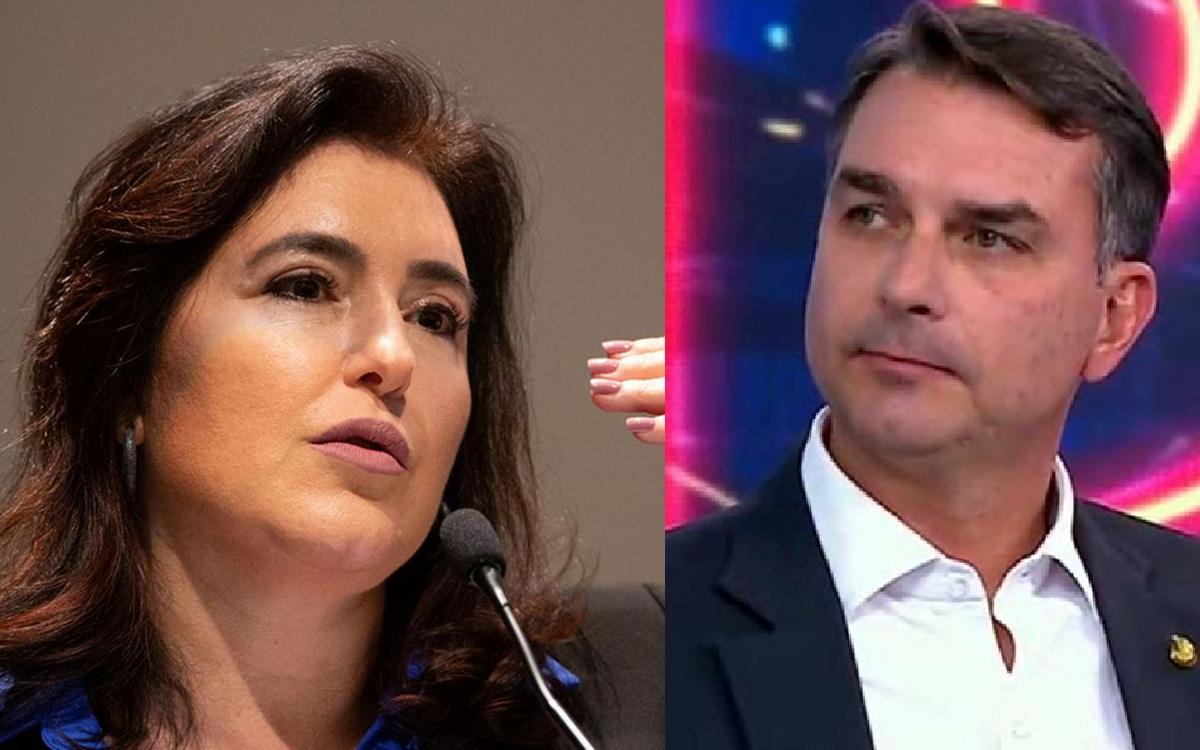 Simone Tebet e Flávio Bolsonaro Simone Tebet e Flávio Bolsonaro