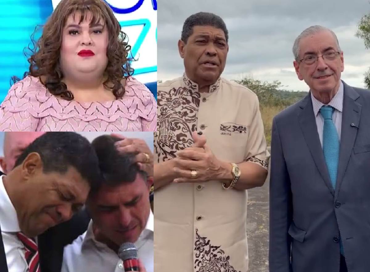 Fofoquito, Valdemiro e Flávio Bolsonaro e Eduardo Cunha (Reprodução/ Colagem/ Arte Área Vip) Fofoquito, Valdemiro e Flávio Bolsonaro e Eduardo Cunha (Reprodução/ Colagem/ Arte Área Vip)