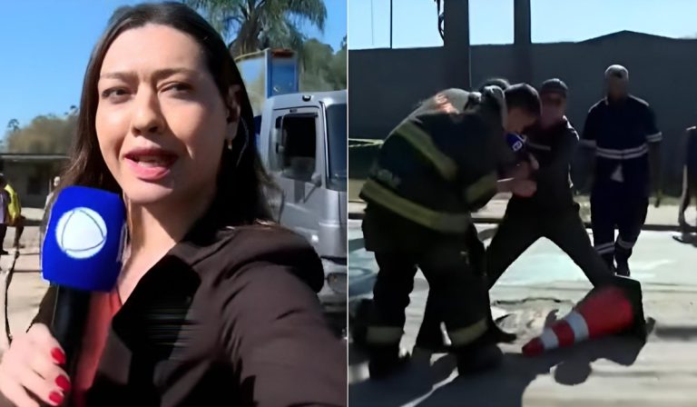 Repórter da Record cai em bueiro durante transmissão ao vivo