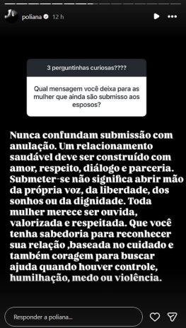 Post Poliana Rocha Post da Poliana Rocha (Reprodução: Instagram)