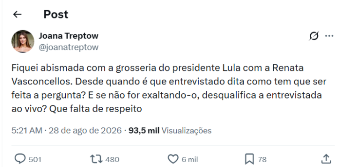Postagem da Joana Postagem da Joana (Reprodução: Twitter)