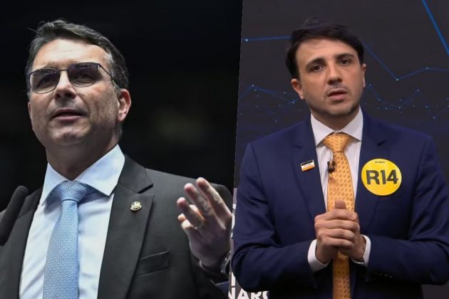 Fl&aacute;vio Bolsonaro e Renan Santos