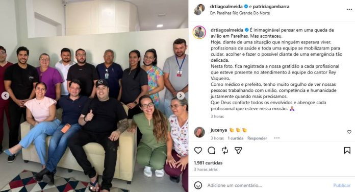 Post de Tiago ao lado de Rey Vaqueiro