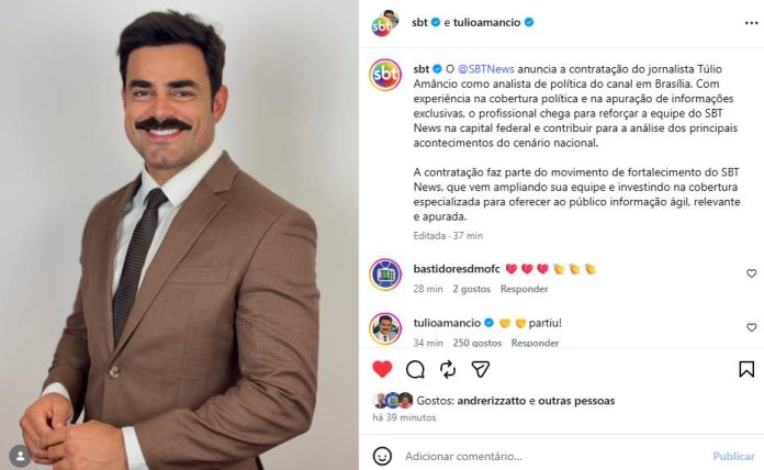Túlio - Foto: Divulgação Instagram/SBT