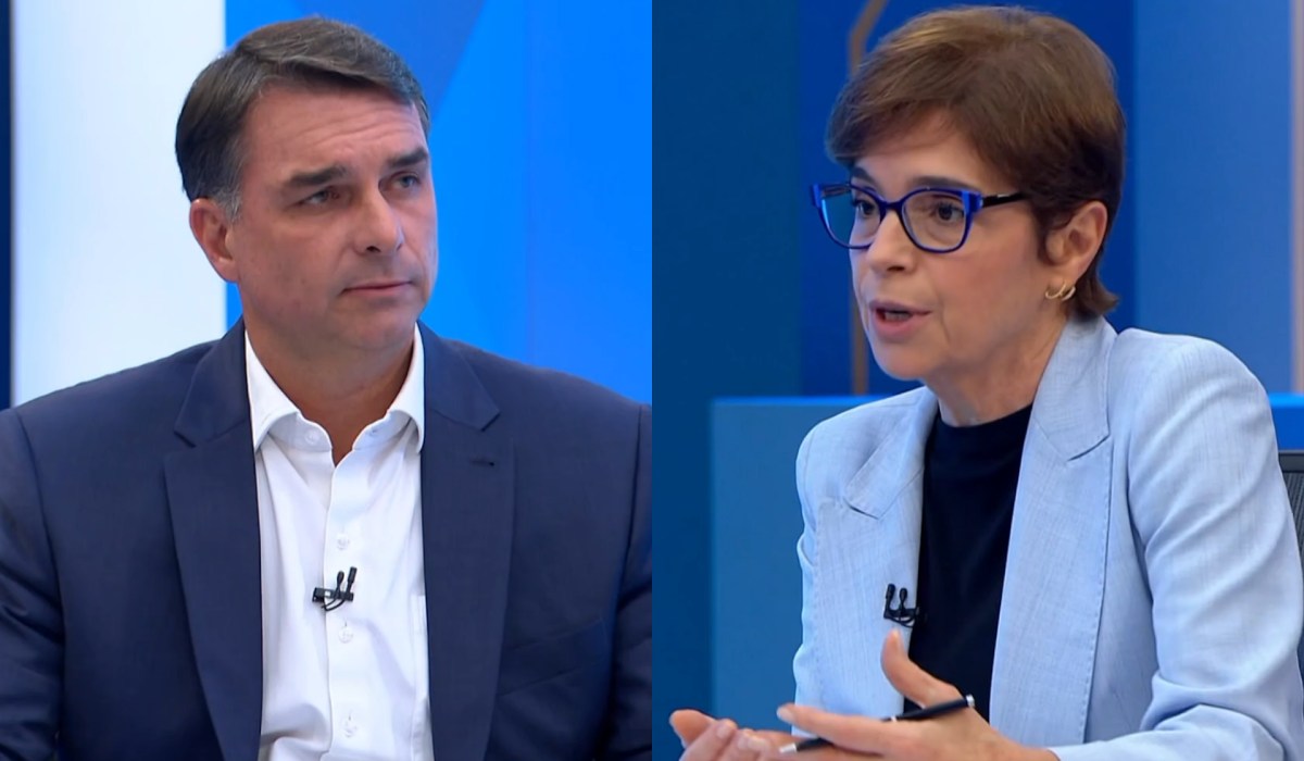 Flávio Bolsonaro e Renata Lo Prete Flávio Bolsonaro e Renata Lo Prete