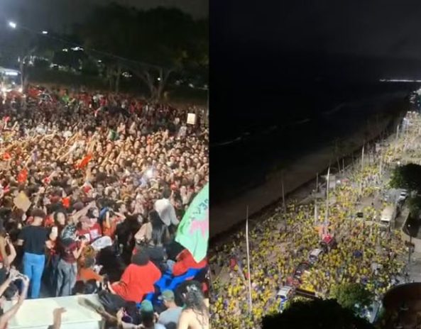 Eleitores de Lula e Flávio Bolsonaro no Recife (Reprodução: G1)