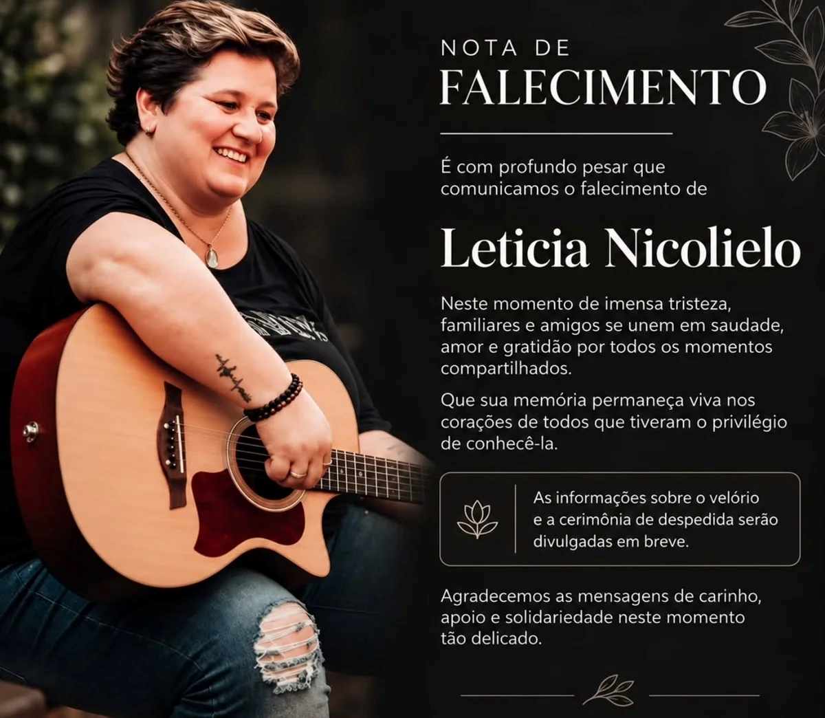 Leticia Nicolielo (Foto: Divulgação/ Santinho de falecimento)