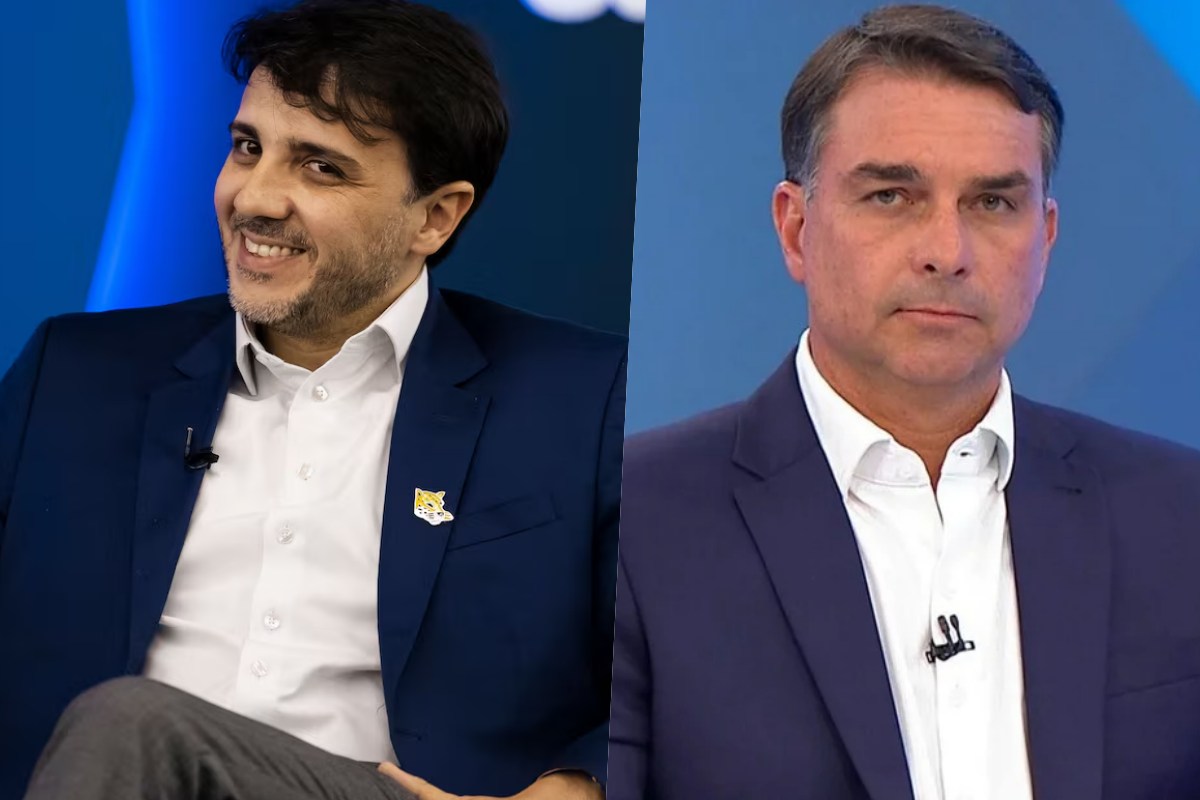 Renan Santos e Flávio Bolsonaro Renan Santos e Flávio Bolsonaro