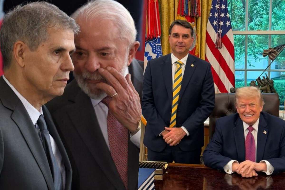 Sidônio, Lula, Flávio Bolsonaro e Donald Trump Sidônio, Lula, Flávio Bolsonaro e Donald Trump
