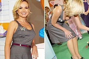 Apresentadora Eliana exibe decote, em feira de brinquedos