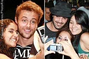 Kayky Brito e Rodrigo Phavanello são assediados em desfile de moda