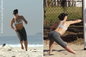 Claudia Raia faz exercícios para manter a boa forma