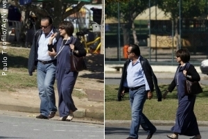 Tony Ramos passeia com a esposa