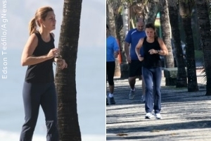 Adriana Esteves corre pela orla no Rio