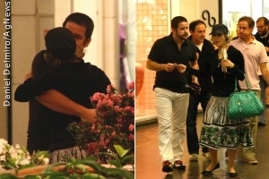 Murilo Benício e Guilhermina Guinle se beijam em shopping