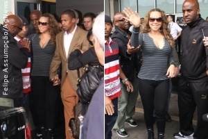 Mariah Carey chega ao Brasil acompanhada do marido