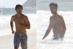 Jesus Luz curte dia de sol em praia no Rio de Janeiro