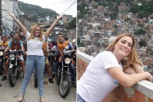 Susana Vieira agita a favela da Rocinha