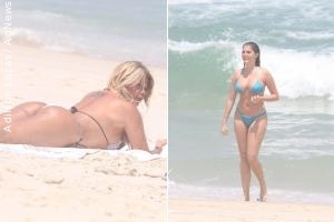 Monique Evans e Bárbara Evans são clicadas em praia carioca