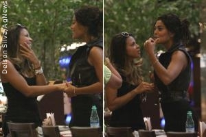 Juliana Paes encontra Cacau Mello em shopping