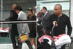 Ronaldo e Bia Anthony deixam maternidade com Maria Alice