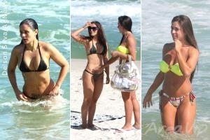 Nicole Bahls e Nana Gouvea são clicadas em praia carioca