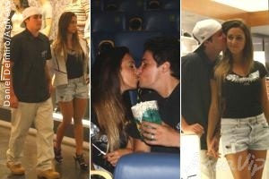 Felipe Dylon troca carinhos com namorada em shopping carioca