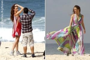 Leticia Birkheuer faz ensaio fotográfico em praia