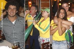 Alexandre Pato assiste jogo do Brasil com famosos no Rio
