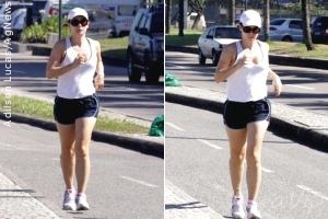 De shortinho, Regiane Alves corre na orla do Rio