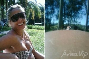 De biquíni, Adriane Galisteu posta foto do barrigão