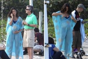 Grávida de seis meses, Daniella Sarahyba exibe barrigão em ensaio fotográfico na praia