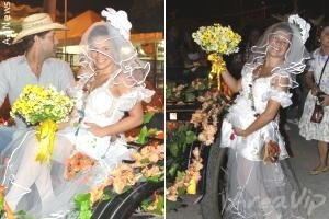Fernanda Souza vira noiva caipira em festa de Tititi