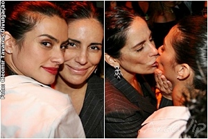 Gloria Pires e Cleo dão selinho em festa de lançamento de revista